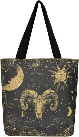 Aries Cancer Taurus Canvas Bag 12 Horoscope Astrology Canvas Tote Bag Constellation Theme Reusable Grocery