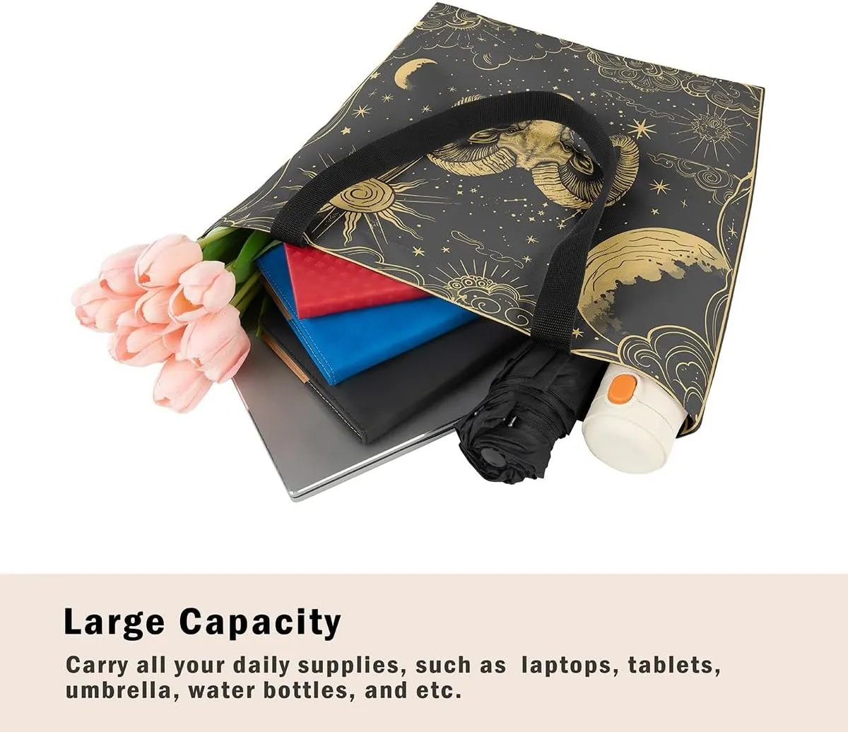 Aries Cancer Taurus Canvas Bag 12 Horoscope Astrology Canvas Tote Bag Constellation Theme Reusable Grocery