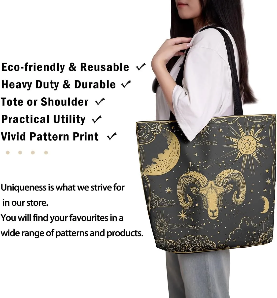 Aries Cancer Taurus Canvas Bag 12 Horoscope Astrology Canvas Tote Bag Constellation Theme Reusable Grocery