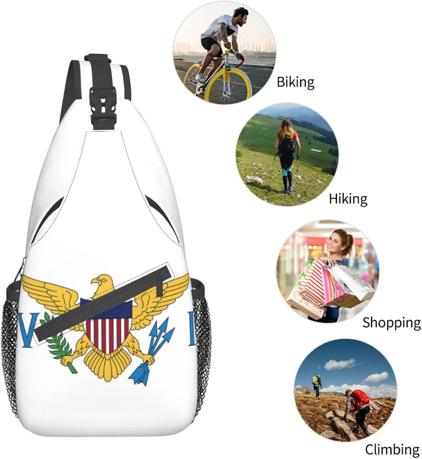 ASYG Virgin Islands Flag Sling Bag Crossbody Backpack Virgin Islands Travel Hiking Daypack Shoulder Chest Bag for Women Men