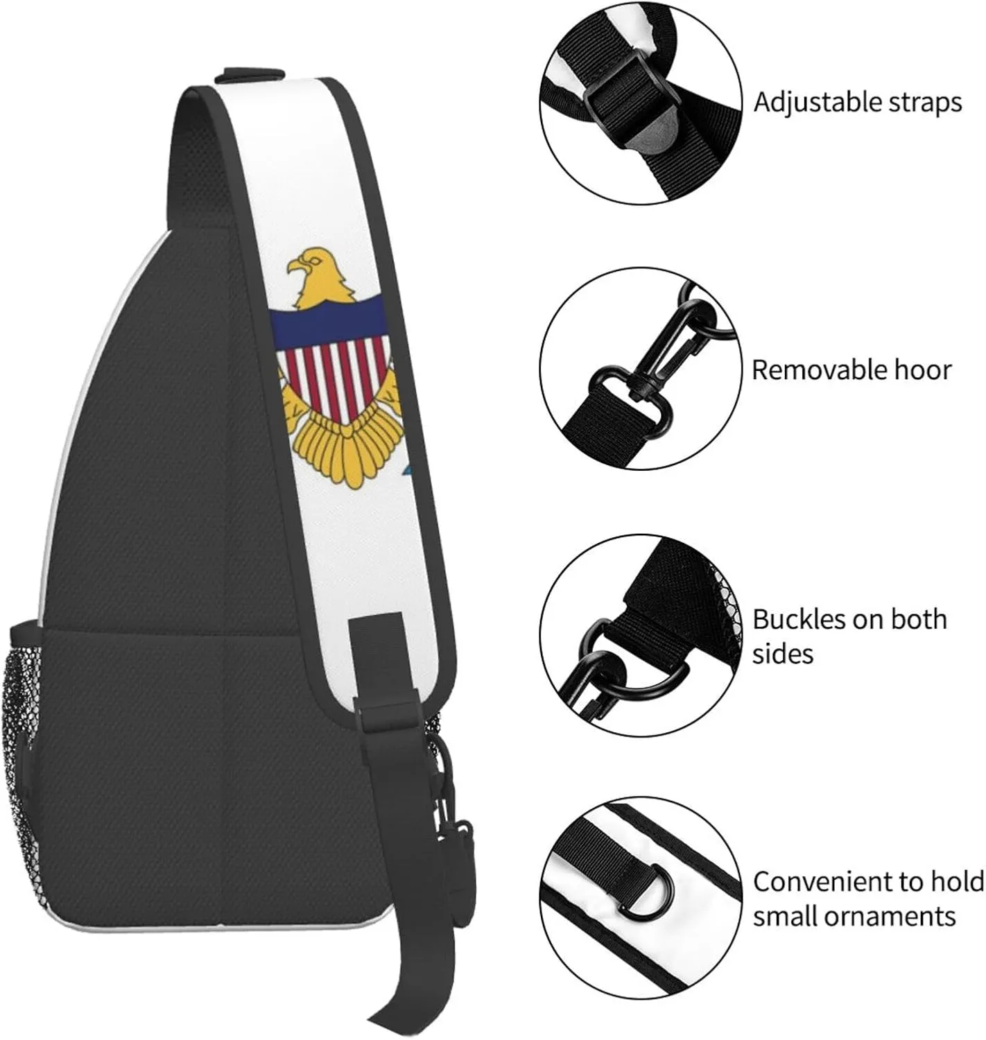 ASYG Virgin Islands Flag Sling Bag Crossbody Backpack Virgin Islands Travel Hiking Daypack Shoulder Chest Bag for Women Men