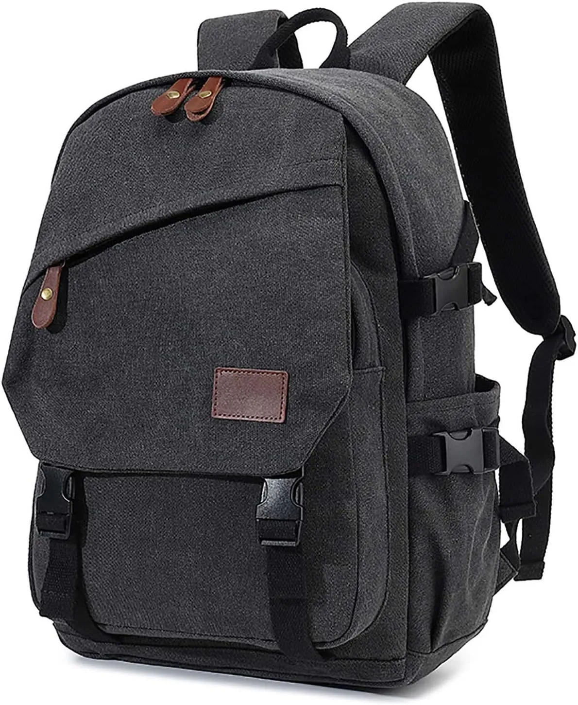 AUGUR Canvas Backpack for Men Casual Daypack Vintage Rucksack Laptop Backpack fit 15-17 inch Travel Hiking Backpack(35L-Black)