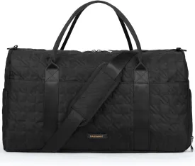 BAGSMART Black 40L Travel Duffle Bag with Shoes Compartment, Carry On Weekender Overnight Bag for Men Women