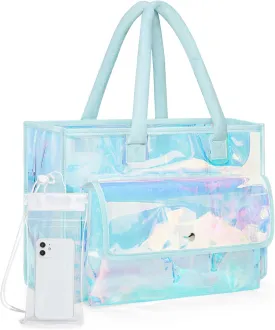 BAGSMART Waterproof Beach Bag for Women with Phone Pouch, Large Tote Bag for Pool, Travel and Vacation