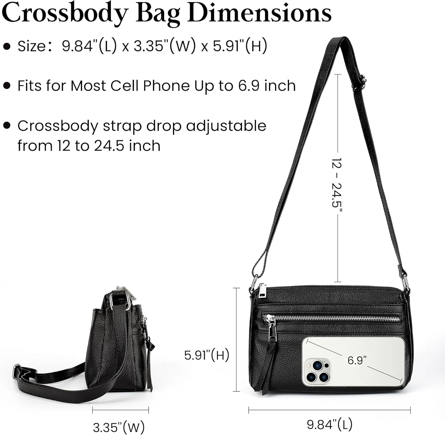 befen Small Genuine Leather Crossbody Purse Bags for Women, Multi Pockets Shoulder Handbag with RFID Blocking Card Slots