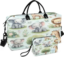 Burbuja Travel Duffel Bag for Women, Woodland Animals Weekender Overnight Bag Shoulder Carry On Tote Bag with Trolley Sleeve, Gym Bag with Toiletry Bag, Large Size