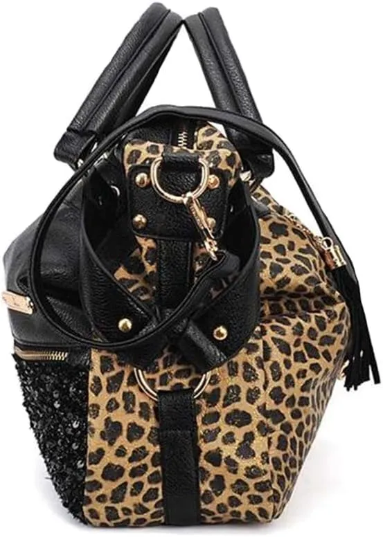 Chikencall Women Leopard Print Handbag And Purse Tassel Tote ShoulderBag Satchel
