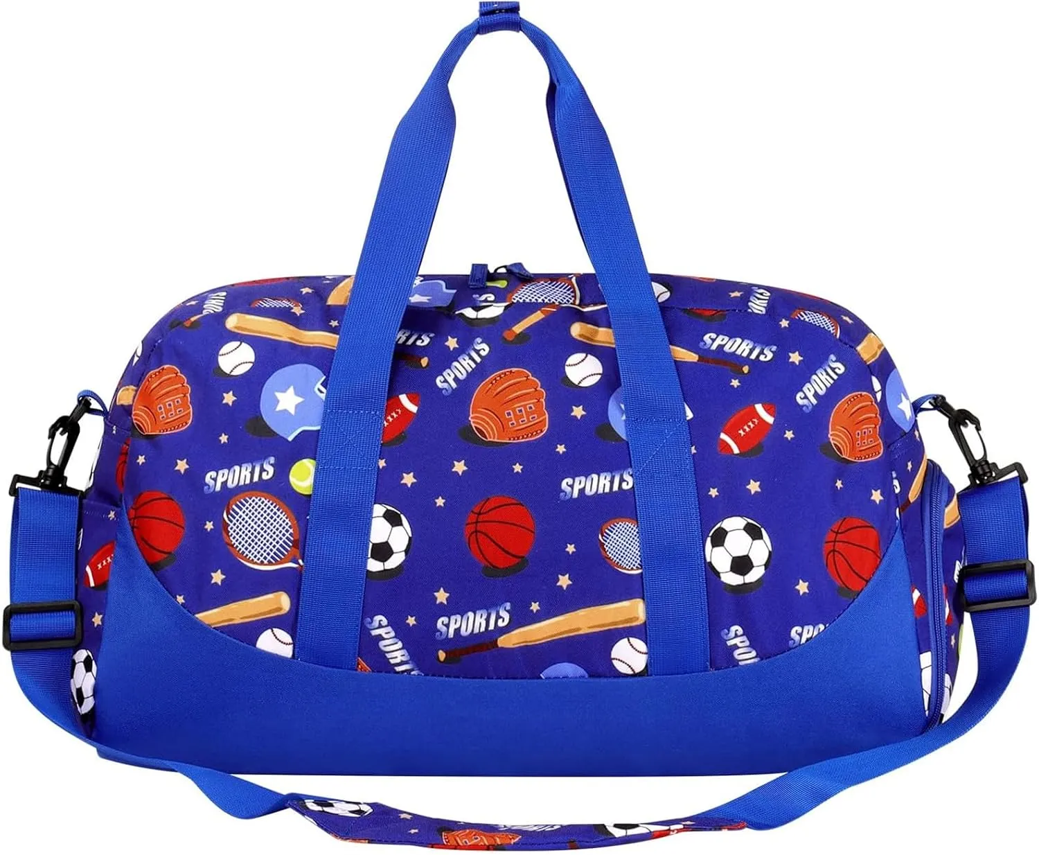 Choco Mocha Kids Duffle Bag for Soccer, Travel, Overnight, Gym, Sports, Sleepover - Boys Weekender Duffel Gift for Toddlers 6-8 Years Old - Blue