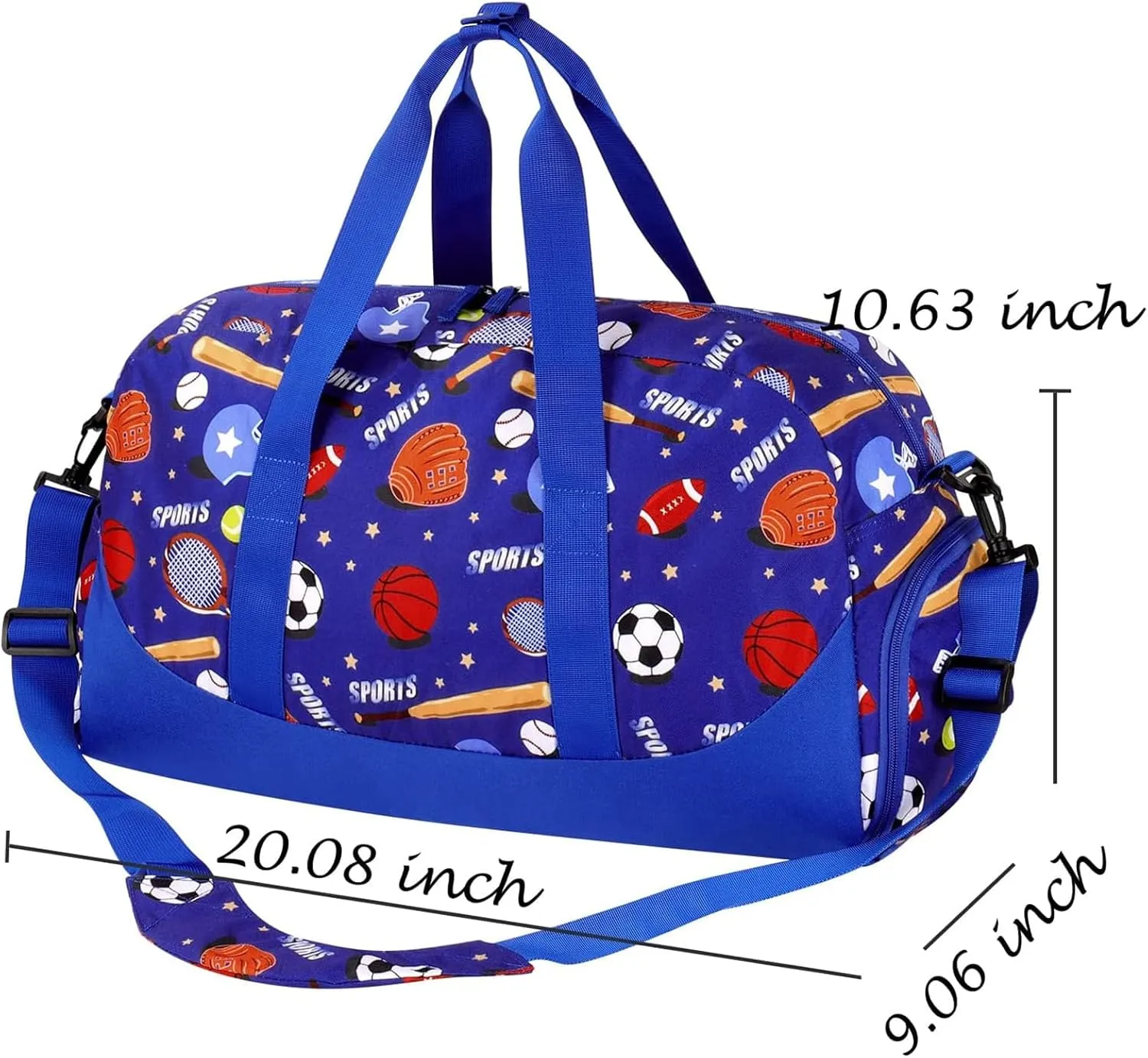 Choco Mocha Kids Duffle Bag for Soccer, Travel, Overnight, Gym, Sports, Sleepover - Boys Weekender Duffel Gift for Toddlers 6-8 Years Old - Blue