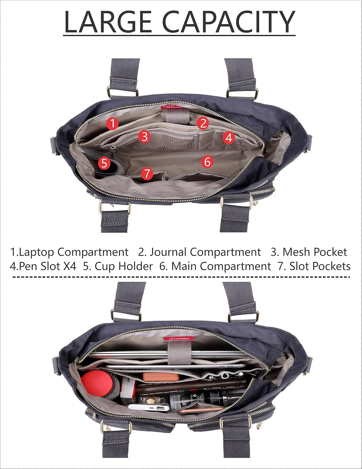 Crest Design Nylon Laptop Shoulder Bag Handbag Teacher Nurse Tote Organizer Travel Work Bag Purse