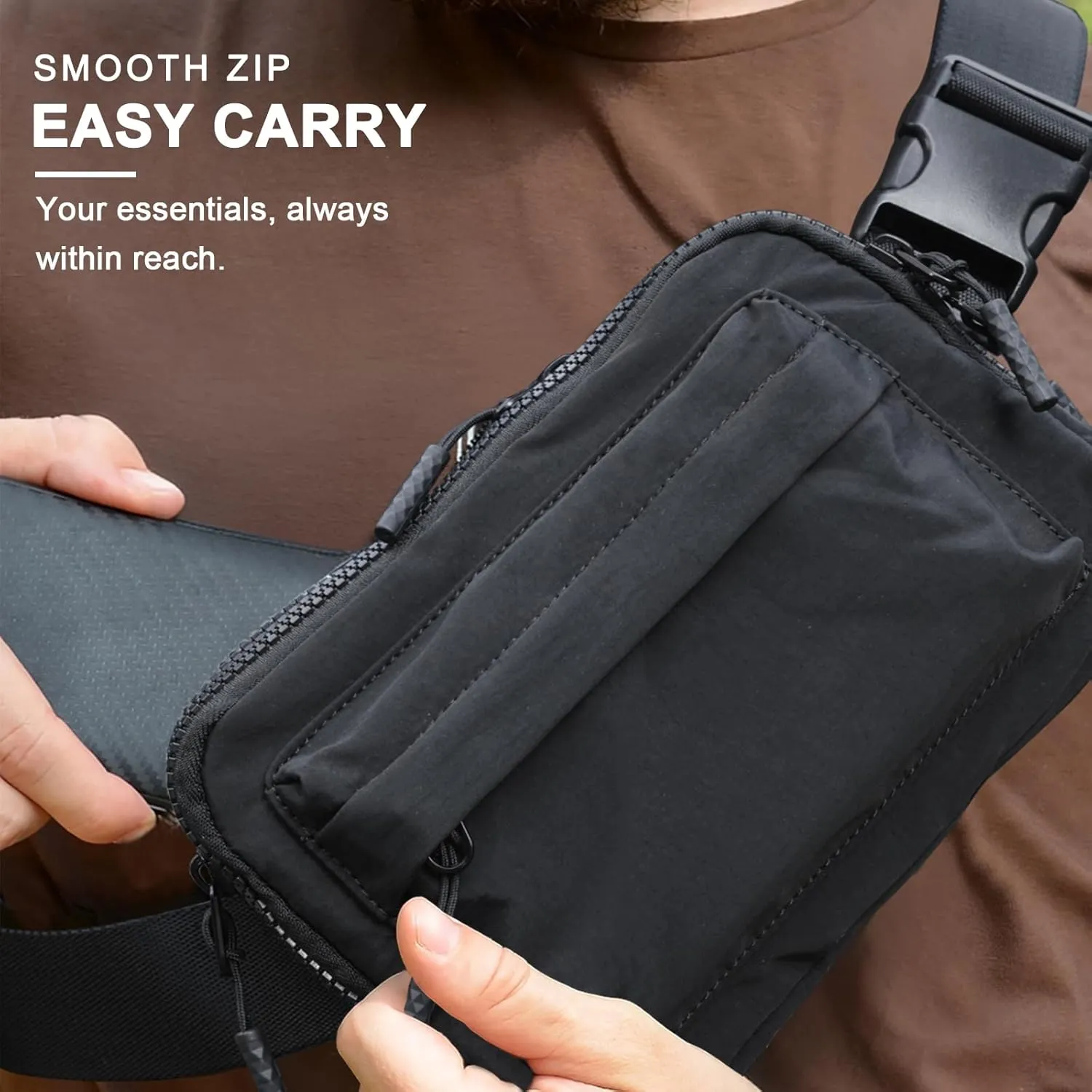 Crossbody Bags for Women & Fanny Pack for Men, Lightweight Adjustable Strap Belt Bag for Travel, Running, Hiking with Multiple Pockets, Pink
