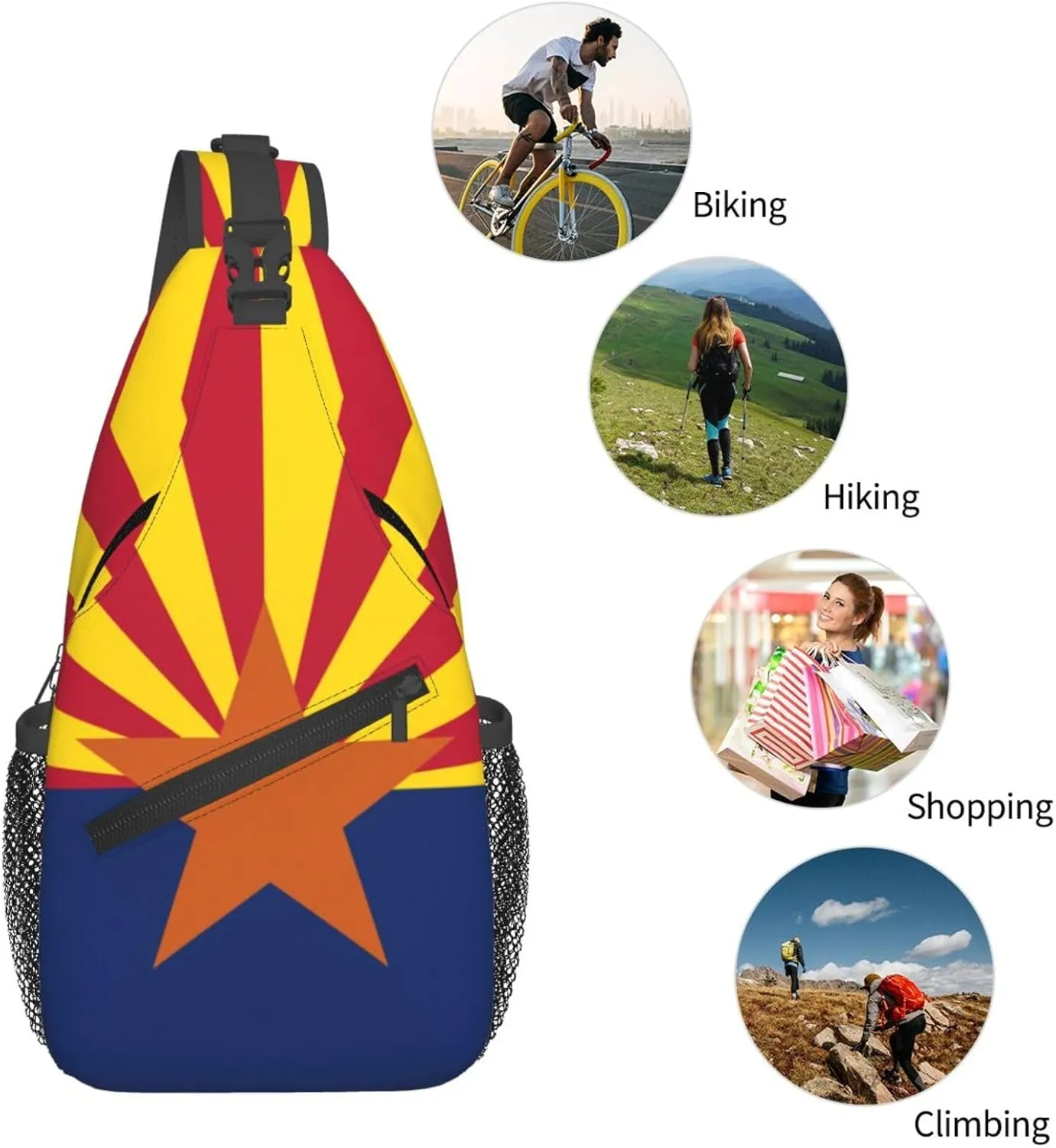 Cute Arizon Flag Sling Backpack, Multipurpose Crossbody Shoulder Bag Arizonian Travel Hiking Daypack for Men Women