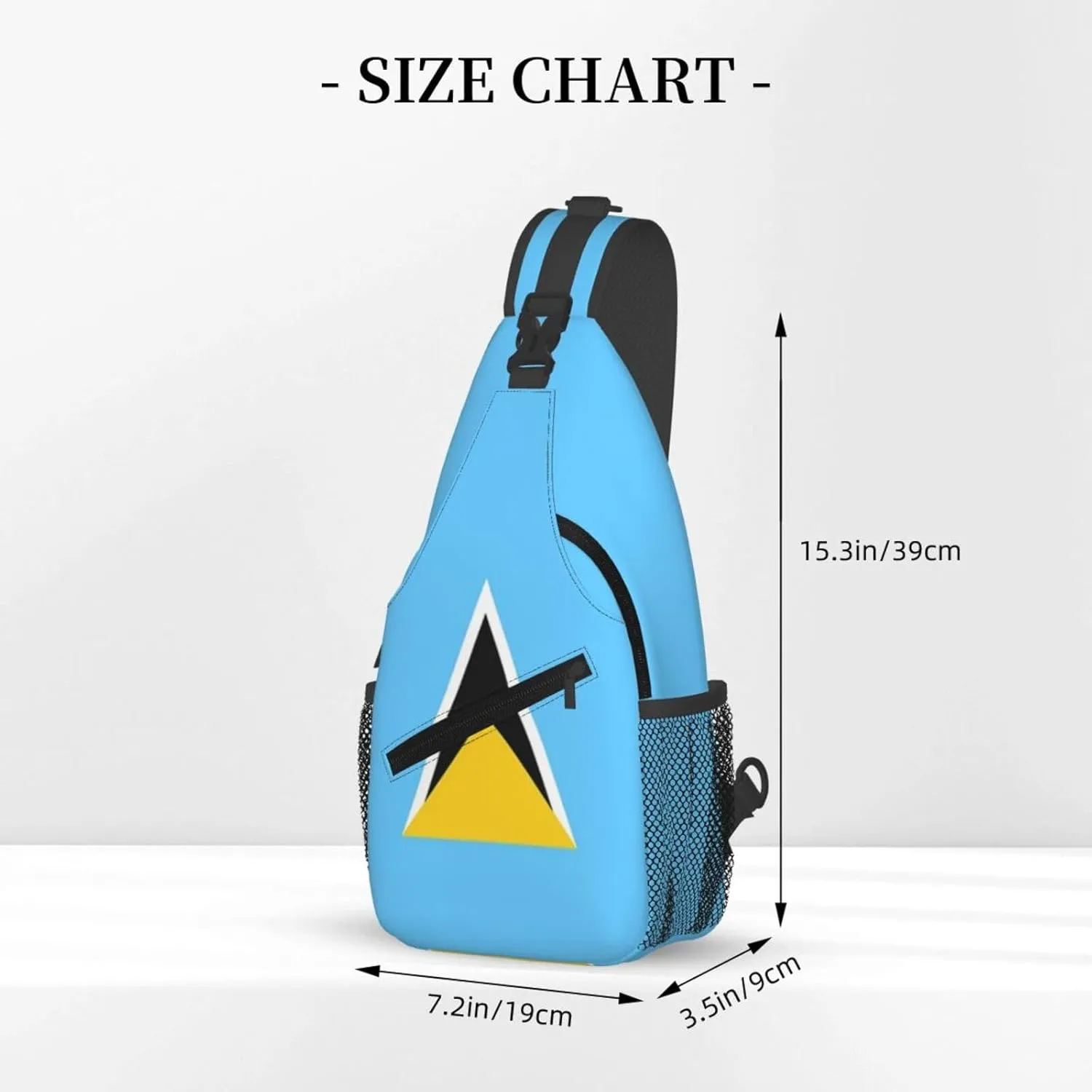 Cute St Lucia Flag Sling Backpack, Multipurpose Crossbody Shoulder Bag Patriotic Travel Hiking Daypack for Men Women