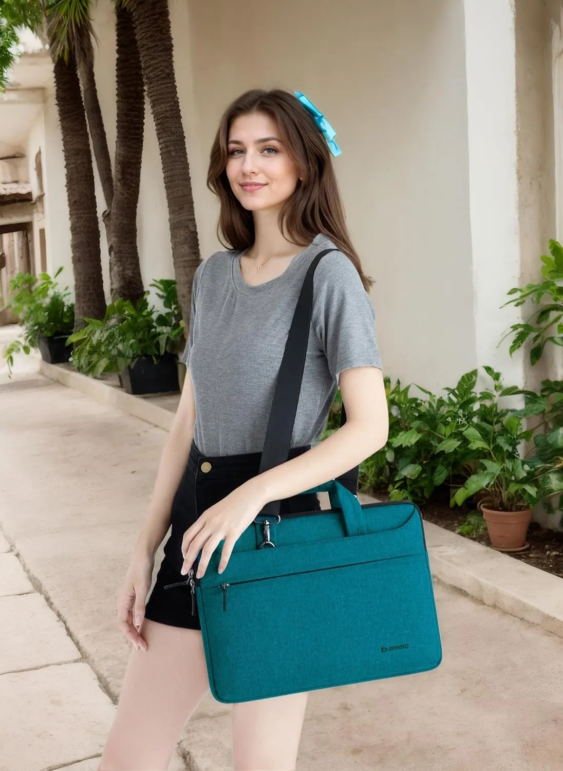 DOMISO 15.6 inch Laptop Sleeve Shoulder Bag Water-Resistant Protective Messenger Bag Business Briefcase for 15.6" Notebooks/Chromebook Ideapad/Dell Latitude/HP Envy/ASUS/Acer,Teal