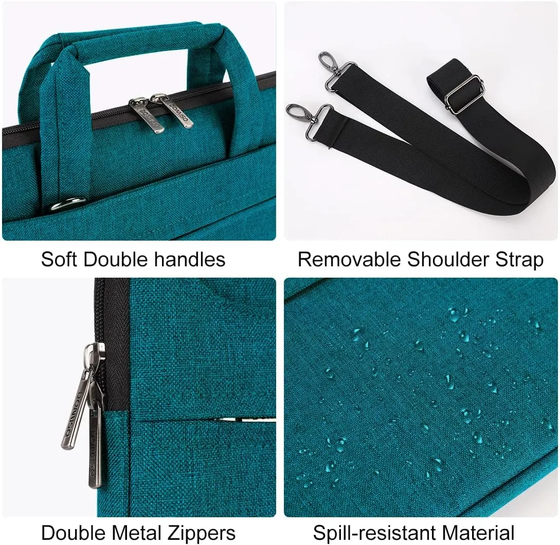 DOMISO 15.6 inch Laptop Sleeve Shoulder Bag Water-Resistant Protective Messenger Bag Business Briefcase for 15.6" Notebooks/Chromebook Ideapad/Dell Latitude/HP Envy/ASUS/Acer,Teal