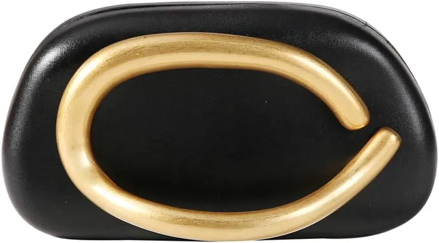 Dreubea Minimalist Gold-Tone Art Deco Clutch Bag  Elegant Metallic Accent Evening Handbag Purse for Women