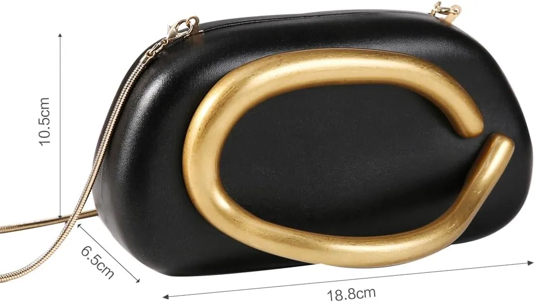 Dreubea Minimalist Gold-Tone Art Deco Clutch Bag  Elegant Metallic Accent Evening Handbag Purse for Women
