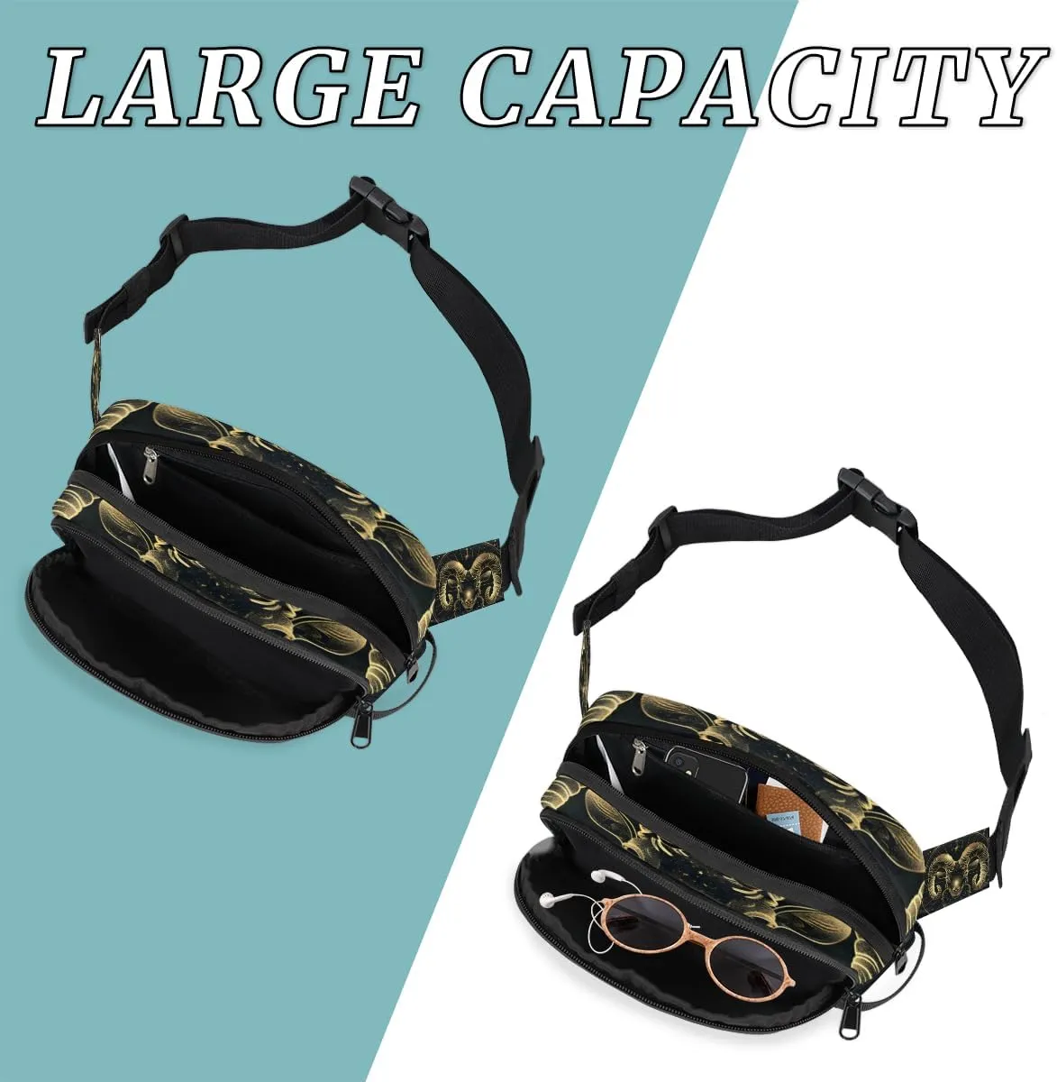 Fanny Pack for Men Women, Waterproof Sports Waist Bag Pack, Horoscopes Belt Bag for Travel Hiking Running, Travel Chest Bag with Adjustable Strap, Taurus