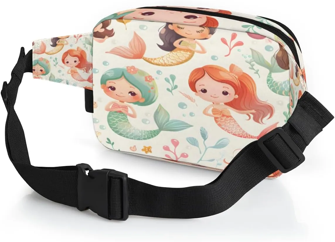 Fanny Pack for Men Women, Waterproof Sports Waist Bag Pack, Mermaids Belt Bag for Travel Hiking Running, Travel Chest Bag with Adjustable Strap, Ocean Summer Underwater Mermaid