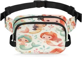 Fanny Pack for Men Women, Waterproof Sports Waist Bag Pack, Mermaids Belt Bag for Travel Hiking Running, Travel Chest Bag with Adjustable Strap, Ocean Summer Underwater Mermaid