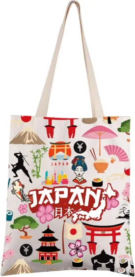 FEELMEM Japan Travel Tote Bag - Japanese Culture Gift for Vacation