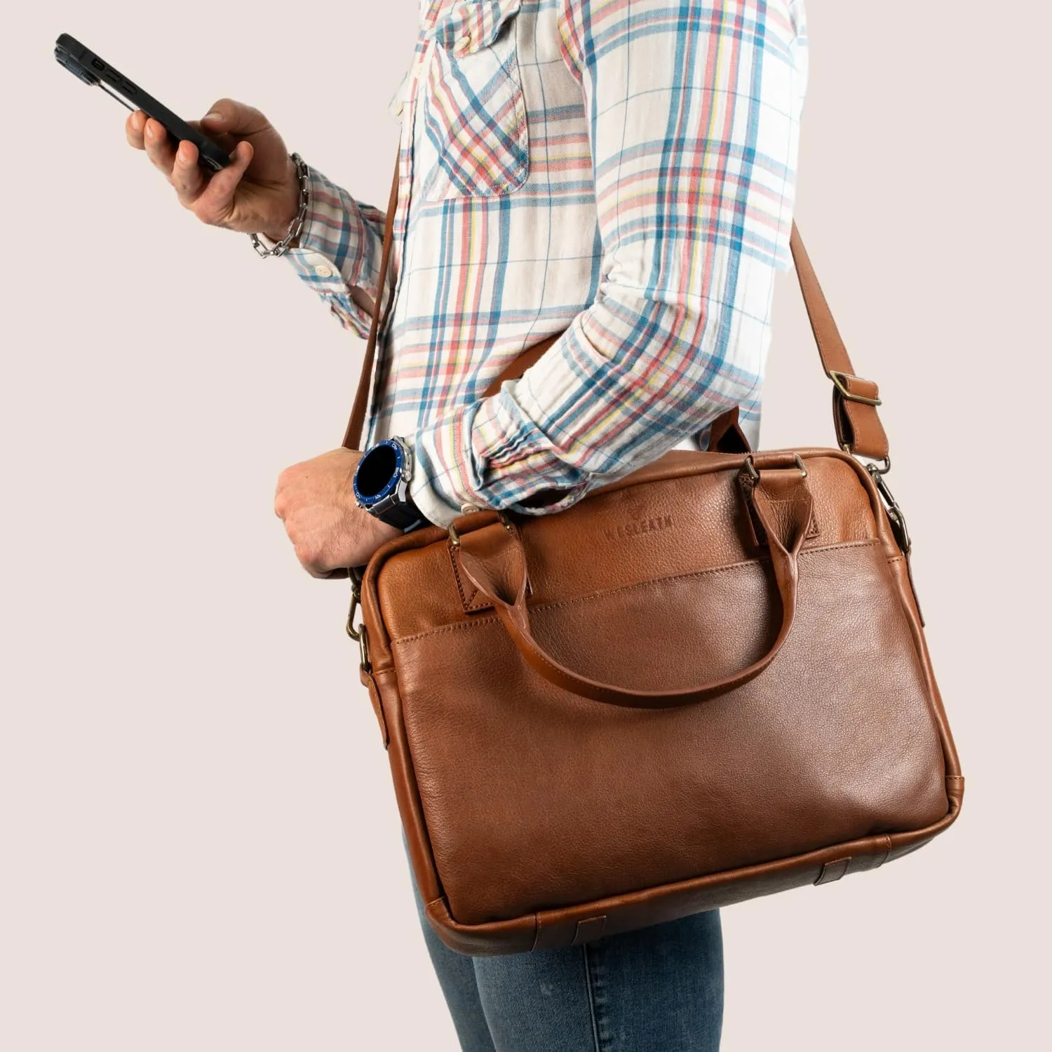 Full Grain Leather Briefcase | Elegant Handmade Leather Briefcase for Men, Perfect for Work and Business.