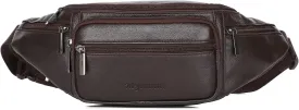 Genuine Leather Fanny Pack Waist Bag for Men Women Hip Bum Bag Travel Pouch Sling Bag Crossbody Chest Bags Shoulder Daypack Multiple Pockets Waist Pack Coffee