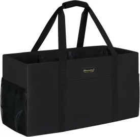 GhvyenntteS Extra Large Utility Tote Bag, Stand Up Utility Tote with Metal Wire Frame & Hard Bottom Board, Reusable Grocery Bags With Handles, Extra Large Beach Bag, Collapsible Car Tote