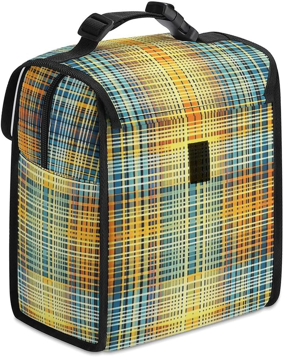 Insulated Lunch Bag for Women Man Lunch Box Grid Stripe Pattern Lunch Tote Bags for Work