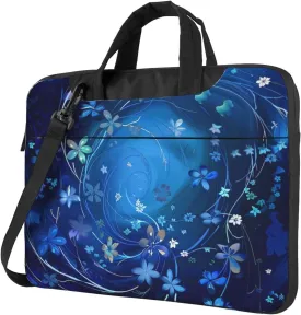 Mini Flower Swirl Print Laptop Tote Bag Travel Business Computer Bag Work Bag for Men Women Blue