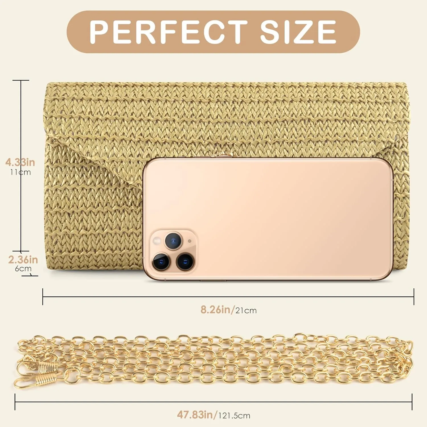 PACETAP Straw Clutch Purse for Women, Pearl Decoration Boho Crossbody Bags Handbags for Beach Travel Vacation Party Prom