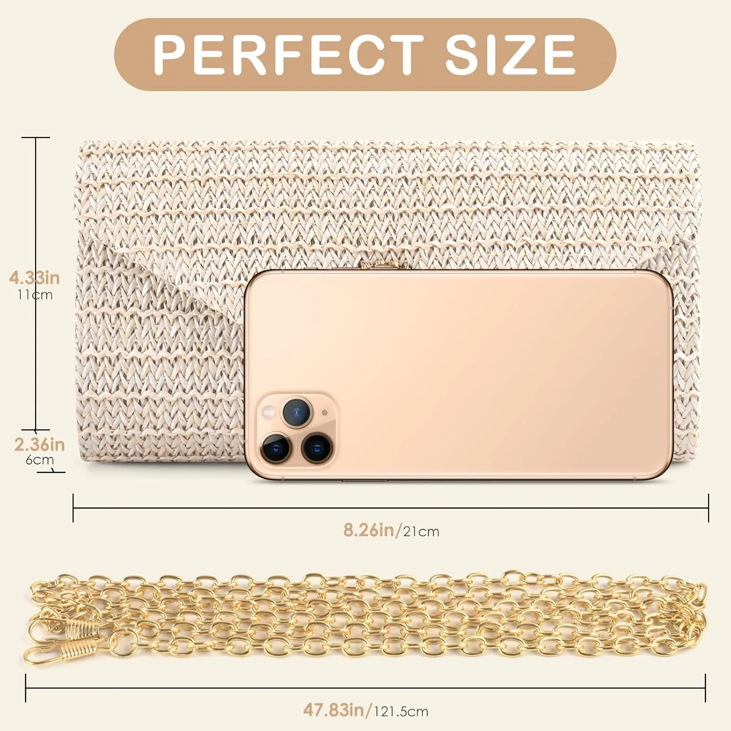 PACETAP Straw Clutch Purse for Women, Pearl Decoration Boho Crossbody Bags Handbags for Beach Travel Vacation Party Prom