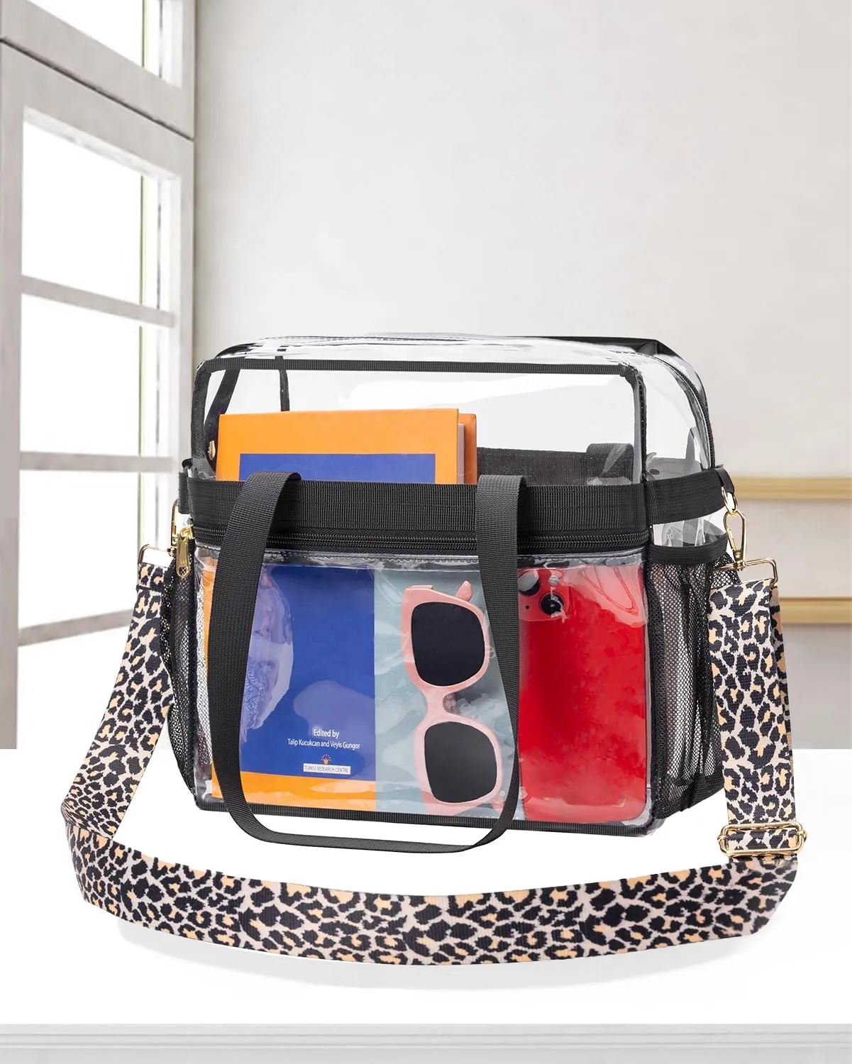 Paxiland Clear Bag for Stadium Events 12x6x12, Clear Tote Bag with Reinforced Strap, Transparent Bag for Sports Concert