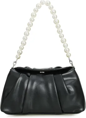 PU Clutch Handbag for Women Evening Bag Formal Dressy Purse with Pearl Strap