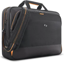 Solo New York Briefcase - Laptop Carrying Bag for Women & Men, Brief for Travel & Work, Internal Tablet Pocket, Adjustable Shoulder Strap, Fits 17.3" Computer - Focus, Black