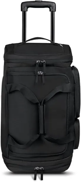 Solo New York Leroy Carry-On Wheeled Duffle Bag, 49L Capacity, Black - Made from Recycled Materials, 22 Inch