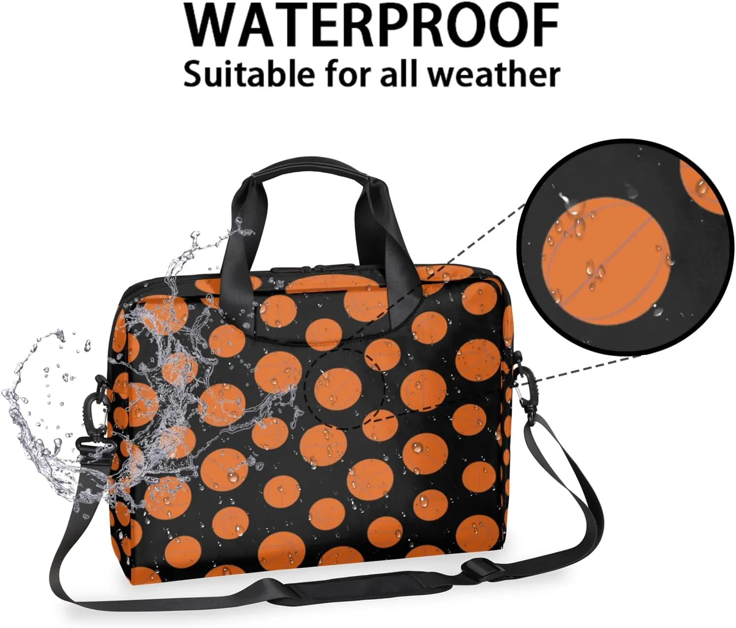 Sports 14 15 15.6 inch Laptop Briefcase Shoulder Bag Basketball Waterproof Travel Laptop Sleeve Case Work Computer Cover Carrying Bag