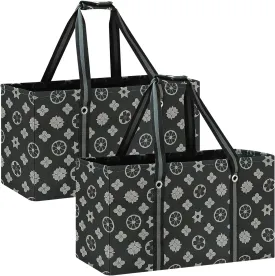 Standing Extra Large Utility Tote Bag with Metal Wire Frame, Large Structured Tote Bag with Hard Bottom, Beach Bag