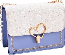 The Version Chain Bag With Lock Buckle Is Fashionable Simple And Versatile One Shoulder Crossbody Bag (Blue, One Size)