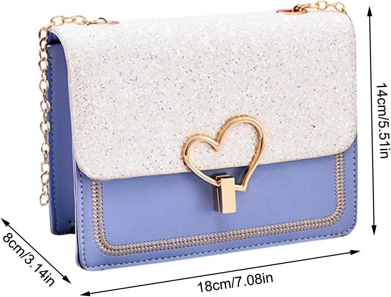The Version Chain Bag With Lock Buckle Is Fashionable Simple And Versatile One Shoulder Crossbody Bag (Blue, One Size)