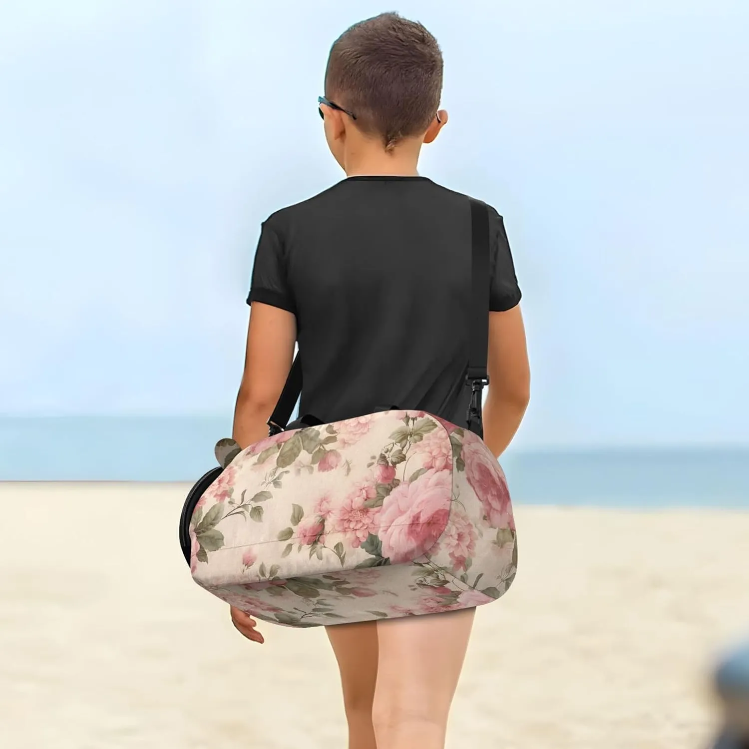 Vintage Pink Roses Duffle Bags for Traveling Tote Weekender Overnight Boys Carry on Duffel Bag Kids Gym Duffle