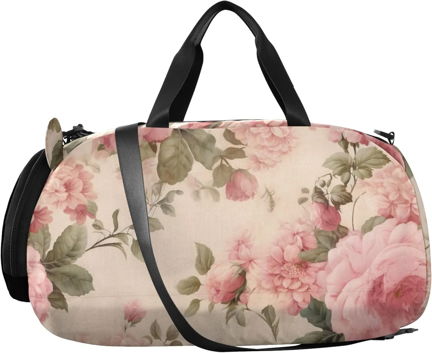Vintage Pink Roses Duffle Bags for Traveling Tote Weekender Overnight Boys Carry on Duffel Bag Kids Gym Duffle
