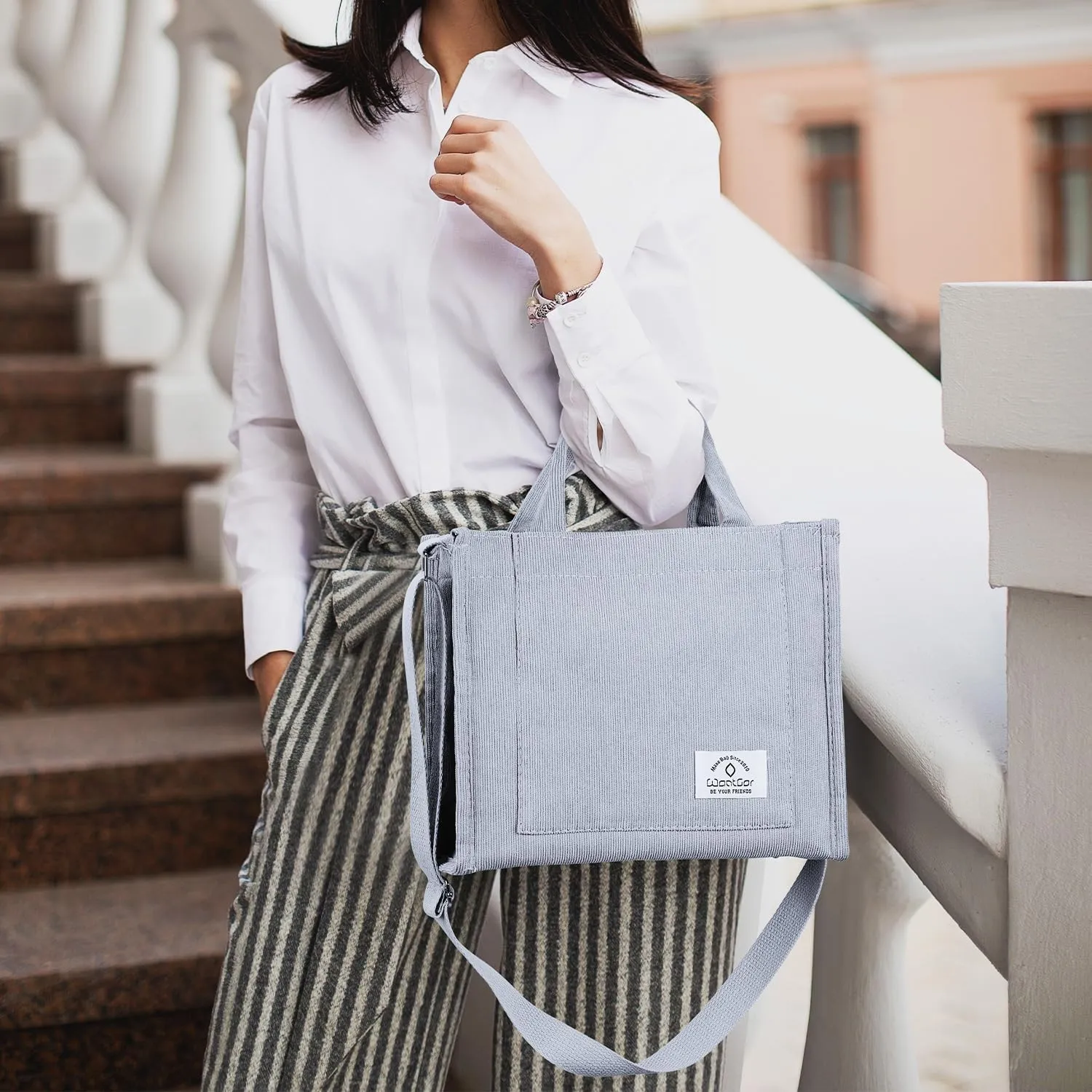 WantGor Tote Bag for Women, Corduroy Crossbody Bags Shoulder Handbag Small Satchel Hobo Bag Purse