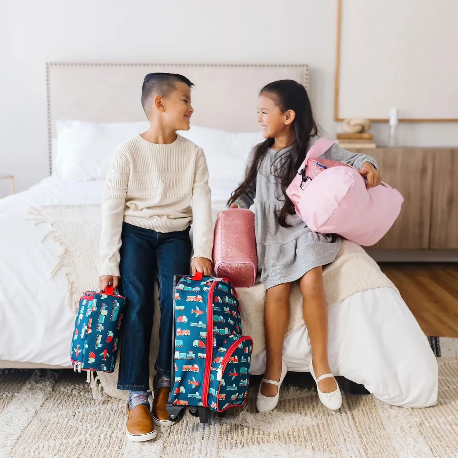 Wildkin Kids Overnighter Duffel Bag  Carry-On Size, Ideal for School & Sleepovers  Confetti Peach