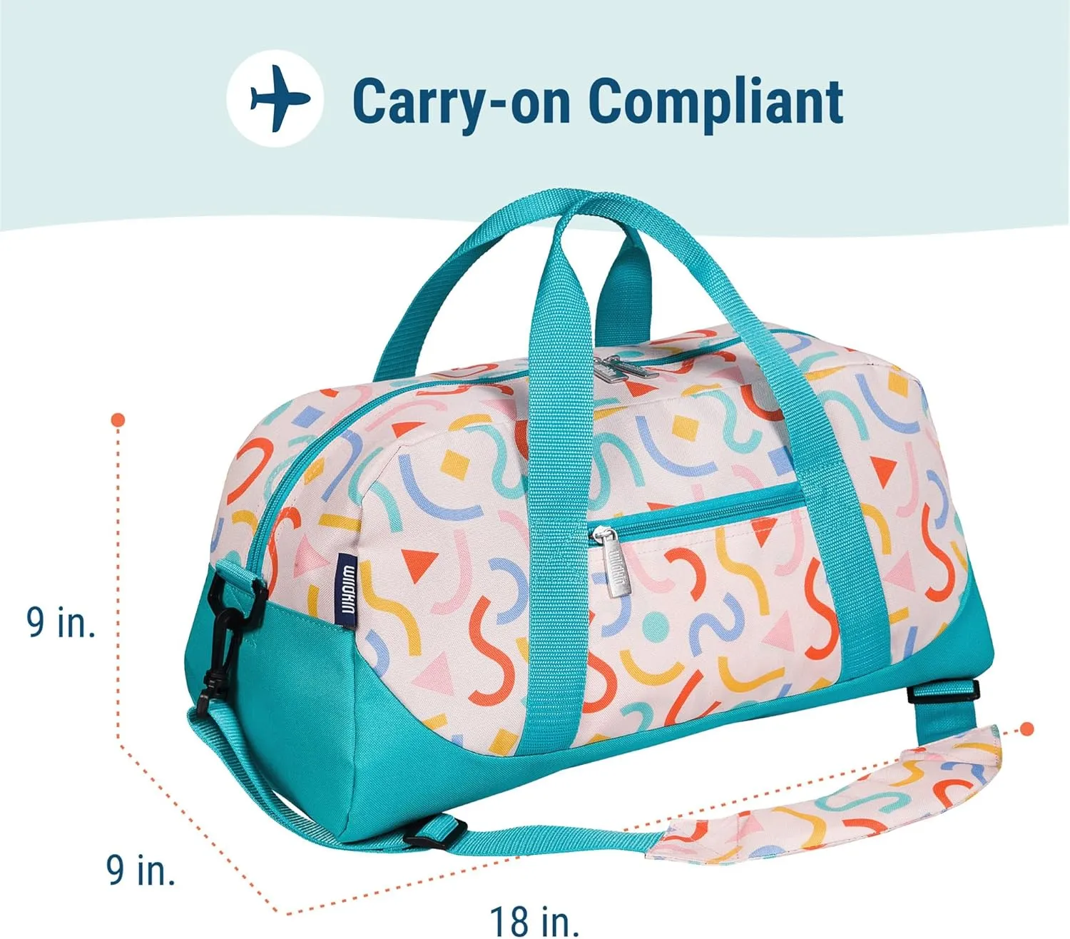 Wildkin Kids Overnighter Duffel Bag  Carry-On Size, Ideal for School & Sleepovers  Confetti Peach