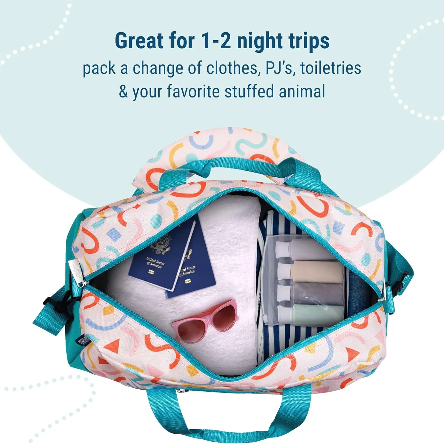 Wildkin Kids Overnighter Duffel Bag  Carry-On Size, Ideal for School & Sleepovers  Confetti Peach