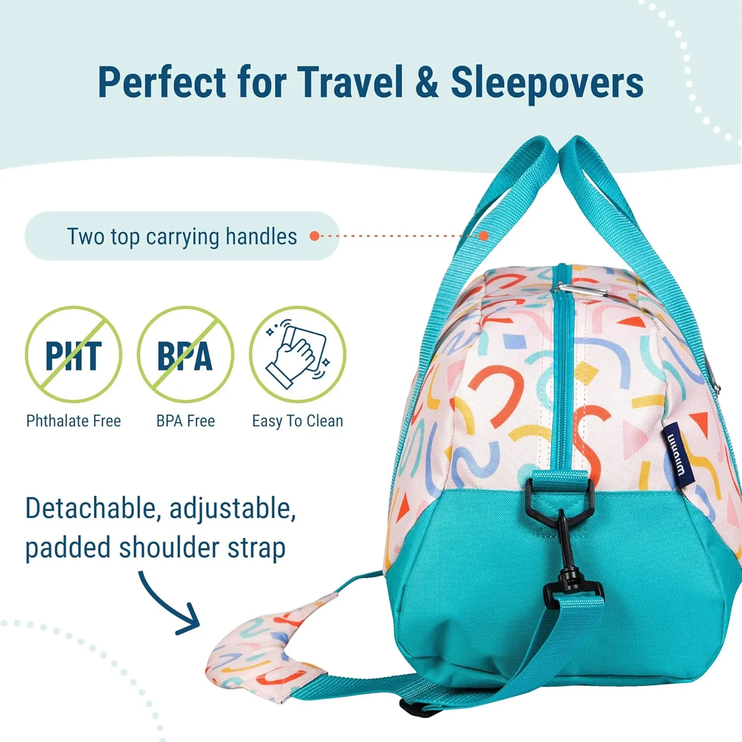 Wildkin Kids Overnighter Duffel Bag  Carry-On Size, Ideal for School & Sleepovers  Confetti Peach