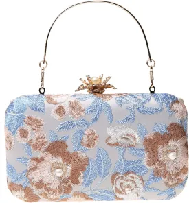 Womens Vintage Floral Embroidery Clutch Evening Handbag Shoulder Bags Purse for Wedding Party Prom