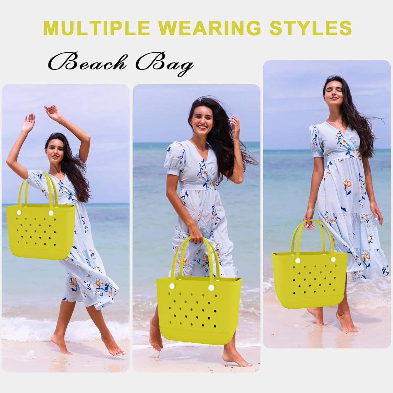 X-Large Rubber Beach Bag Tote Waterproof Tote Bag with Zipper Pocket Modern Travel Tote Bag Sports Beach