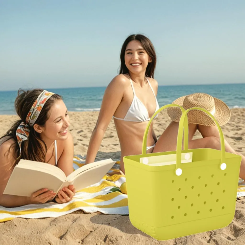X-Large Rubber Beach Bag Tote Waterproof Tote Bag with Zipper Pocket Modern Travel Tote Bag Sports Beach